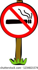 Doodle Smoking Prohibited sign simple style