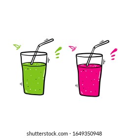 doodle smoothie with hand drawn cartoon style vector isolated