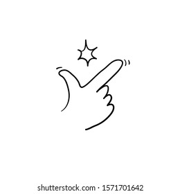 doodle snapping finger illustration with hand drawn cartoon line art style vector isolated