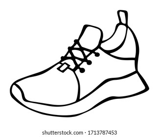 Doodle sneaker hand drawn in line art style