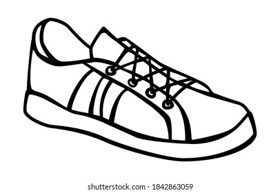 Mano de zapatillas dibujada al estilo de arte de línea