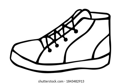 Mano de zapatillas dibujada al estilo de arte de línea