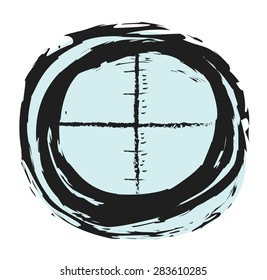doodle sniper black finder target, vector illustration