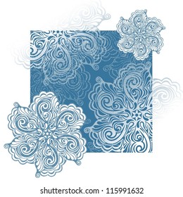 Doodle snowflake christmas background-model for design of gift packs, patterns fabric, wallpaper, web sites, etc.