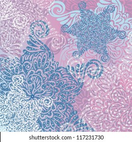 Doodle snowflake christmas background-model for design of gift packs, patterns fabric, wallpaper, web sites, etc.