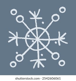 Rabiscar floco de neve com círculo. Ilustração de clipart de cor de vetor.