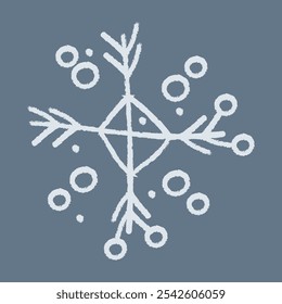 Rabiscar floco de neve com losango e círculos. Ilustração de clipart de cor de vetor.
