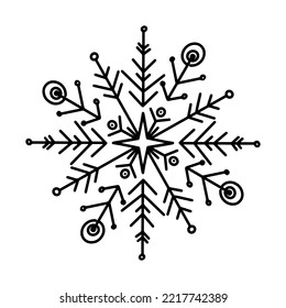 Silueta de copos de nieve con doodle. Elemento de diseño para la decoración del hogar de Año Nuevo y Navidad, ventanas extraíbles, calcomanías, envoltura de regalo.