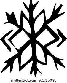 Copo de nieve con doodle. Ilustración vectorial de un copo de nieve en color blanco y negro