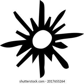 Doodle snowflake. Vector illustration of a snowflake in black and white color