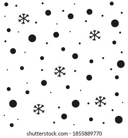 Doodle snowflakes in different shapes and forms. Snow flakes, snow background. Seamless pattern of Christmas snow. Seamless pattern for winter and christmas theme. Vector Doodle illustration 
