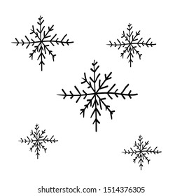 doodle snowflakes illustration vector hand drawn style