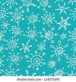 Doodle snowflakes seamless pattern, vector