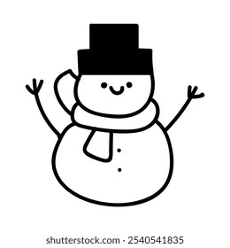 Doodle snowman. Decorative element for Christmas, New Year design.Hand-drawn vector illustration