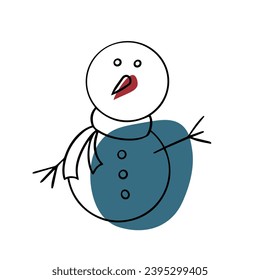 Doodle snowman. Winter fun. Playing with snow. snow woman