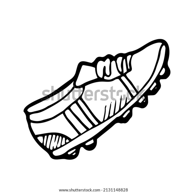 Doodle\
Soccer boot Icon. Football boot sketch in\
vector