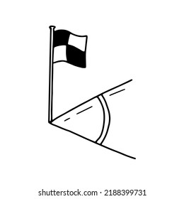 Doodle soccer corner and flag, Vector line sketch football illustration