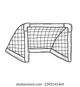 Doodle soccer goal net in vector sketch