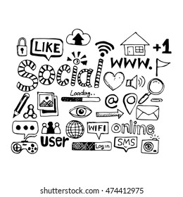 doodle social media icon illustration design