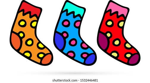 doodle sock icon, hand drawing vector illustraton