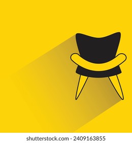 Doodle-Sofa-Symbol mit Schatten auf gelbem Hintergrund