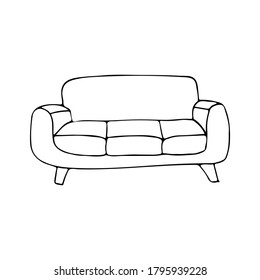 Doodle sofa icon in vector. Sofa hand drawn icon in vector. Illustration doodle sofa in vector
