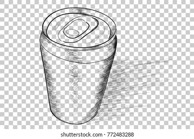 Doodle of Soft Drink Can,  with shadow,  view from top,  at Transparent Effect Background 