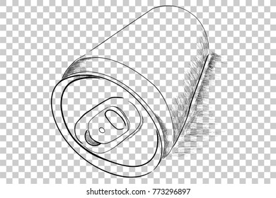 Doodle of Soft Drink Can,  with shadow,  view from top,  at Transparent Effect Background