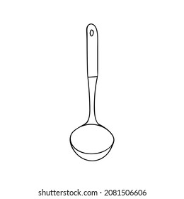 Doodle soup ladle icon in vector. Hand drawn soup ladle icon in vector