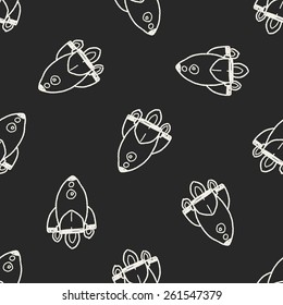 Doodle Spaceship seamless pattern background