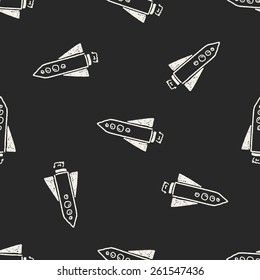 Doodle Spaceship seamless pattern background