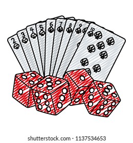 doodle spades poker cards and dices game