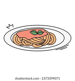 Doodle spaghetti element. Vector element with food theme and doodle hand drawn style. Illustration.