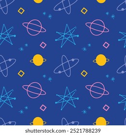 Doodle sparkle planeta galaxia universo dibujado a mano sin patrón de fondo para el envoltorio, la ilustración y el Fondo de pantalla