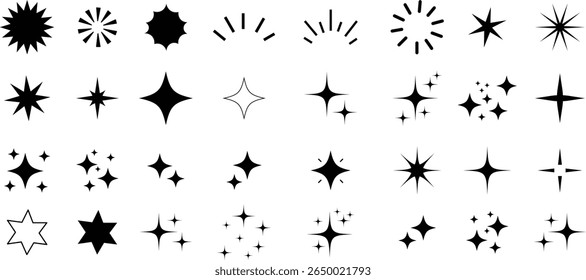 Doodle Sparkle and Starburst Vector Set. Twinkle and  Starburst Icon Pack. Doodle Flash and Explosion Icons – Vector Set for Festive and Abstract Designs