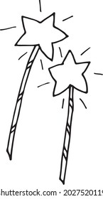 Doodle sparklers for New Year, Birthday and other holidays. Vector image for printing, Internet, advertising, greetings