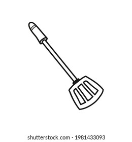Doodle spatula icon in vector. Hand drawn spatula icon in vector. Doodle kitchen spatula illustration in vector.