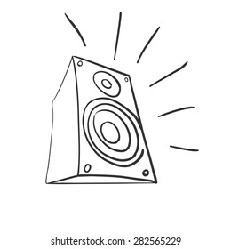 Doodle Speaker Icon Illustration On A White Background