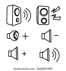 Vector de ilustración de conjunto de iconos de altavoz doodle