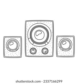 Icono de altavoces de perro. Icono de altavoces dibujados a mano en vector. Ilustración de los oradores. Icono de altavoces de garabatos en vector