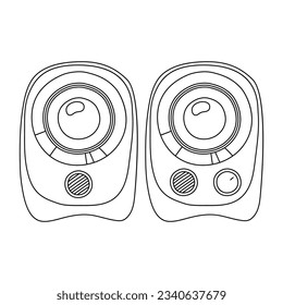 Doodle speakers icon. Hand drawn speakers icon in vector. Speakers illustration. Doodle loudspeakers icon in vector