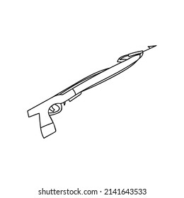 Doodle Spear Gun Illustration In Vector. Hand Drawn Spear Gun Icon In Vector. Fishing Equipment In Vector.