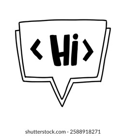 Doodle speech bubble. Comic dialog balloon with text message, outline line chat box frame for conversation. Vector hand drawn chat illustration