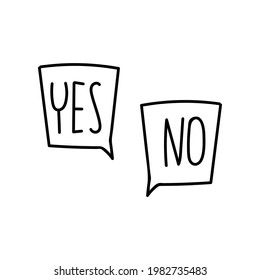 Doodle speech bubble in comic hand drawn style. dialog windows with phrase Yes No
Vecor illustration