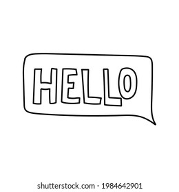 Doodle speech bubble in comic hand drawn style. dialog windows with phrase Hello
Vecor illustration