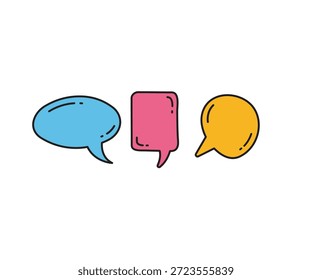 Iconos de burbuja de discurso de doodle establecidos Ilustración vectorial