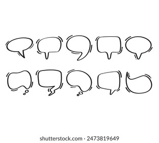 ilustración de línea de conjunto de burbujas de voz doodle