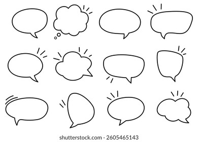 Doodle Speech bubbles by hand drawn outline illustration set