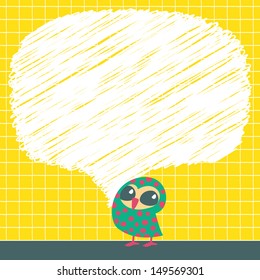 Doodle speech bubbles with owls. Vector illustration.