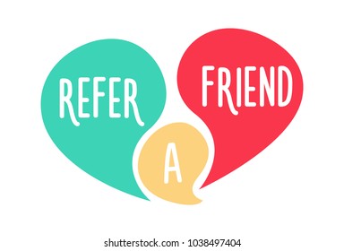 Doodle speech bubbles with Refer a Friend message. Vector hand drawn icon design